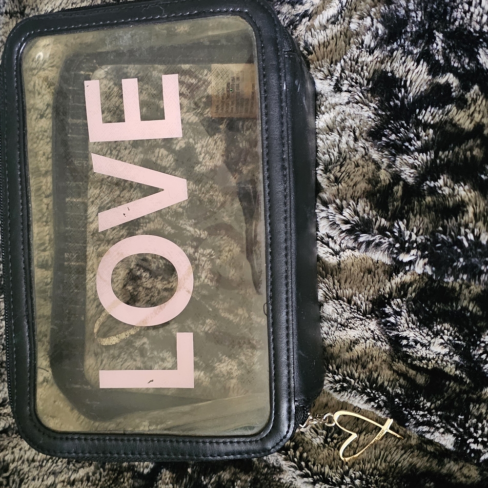 Black and Pink Transparent Love Pouch